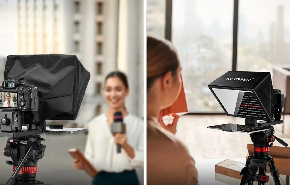 NEEWER BASICS X12B 12″ Aluminum Alloy Adjustable Teleprompter aprašymas - Prekės nuotrauka