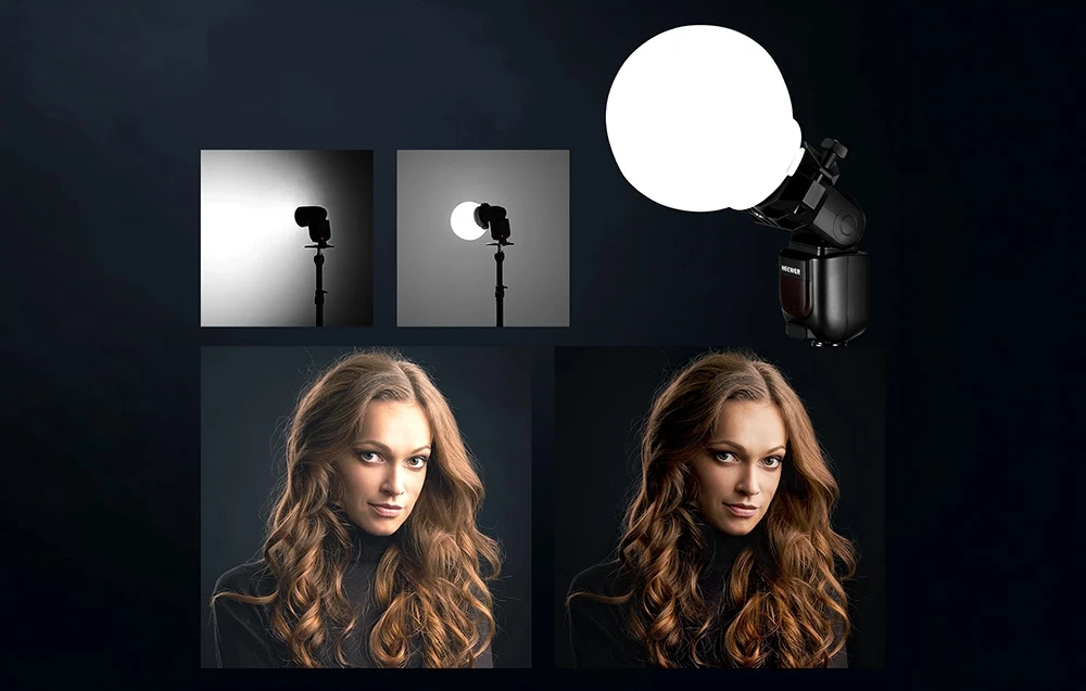 Neewer CRS6 Foldable Dome Diffuser with 3-Piece Adapteris Set aprašymas - Prekės nuotrauka