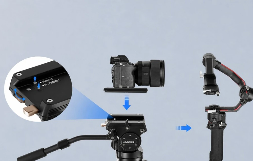 Neewer LL55 Carbon Fiber Video Tripod with Oil Head and Quick-Release Lock aprašymas - Prekės nuotrauka