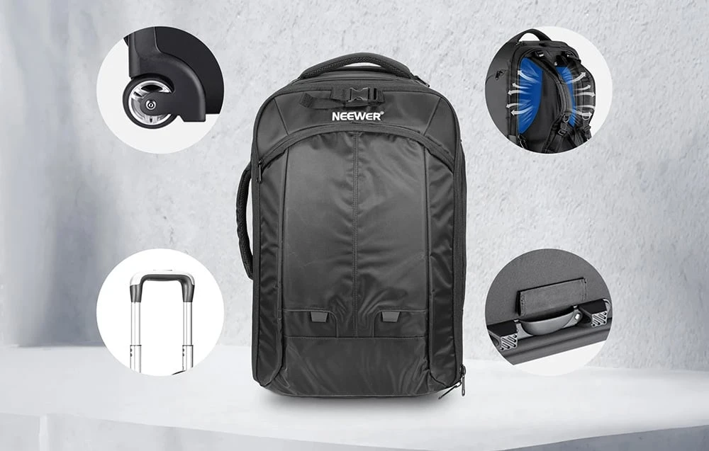 NEEWER NW3300-G Wheeled Backpack with Compartments for a DSLR Camera aprašymas - Prekės nuotrauka