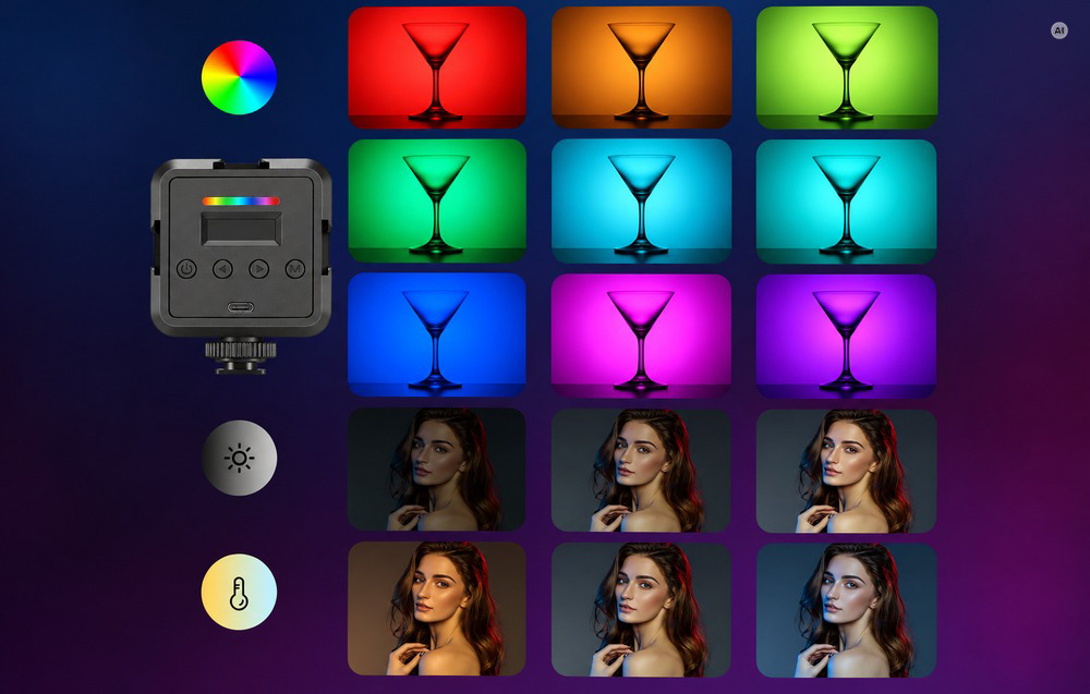 LED Šviestuvas - Neewer RGB61 6 W LED Šviestuvas, 61 LED, 2 500–8 500 K, 2 000 mAh, RGB aprašymas - Prekės nuotrauka