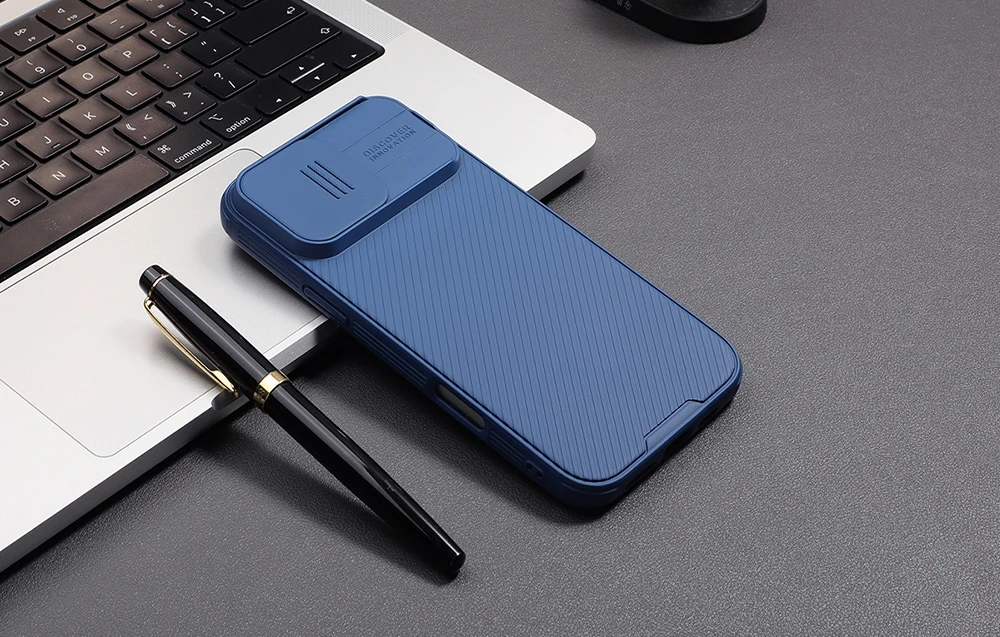 Nillkin CamShield PRO Hard Apple iPhone 16 dėklas telefonui mėlynos spalvos aprašymas - Prekės nuotrauka