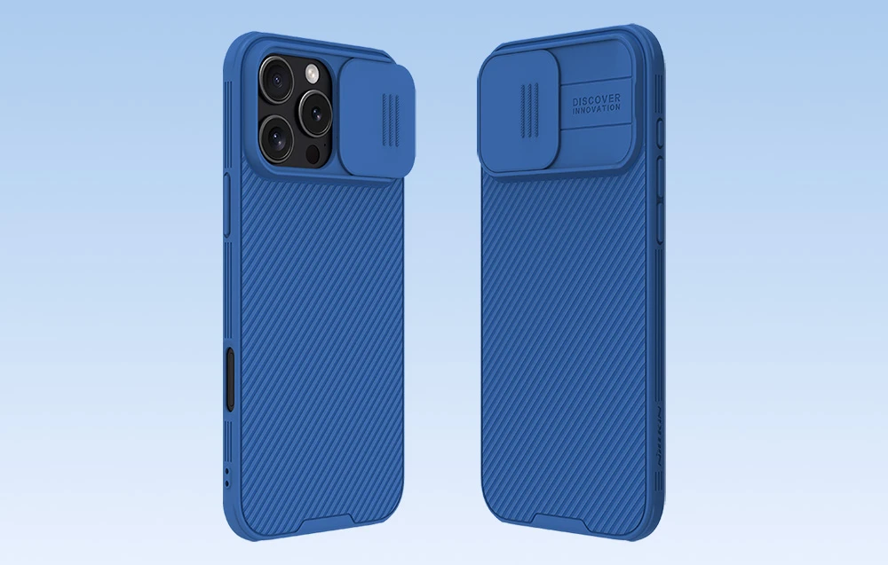 Nillkin CamShield PRO Hard Apple iPhone 16 Pro Max dėklas telefonui mėlynos spalvos aprašymas - Prekės nuotrauka