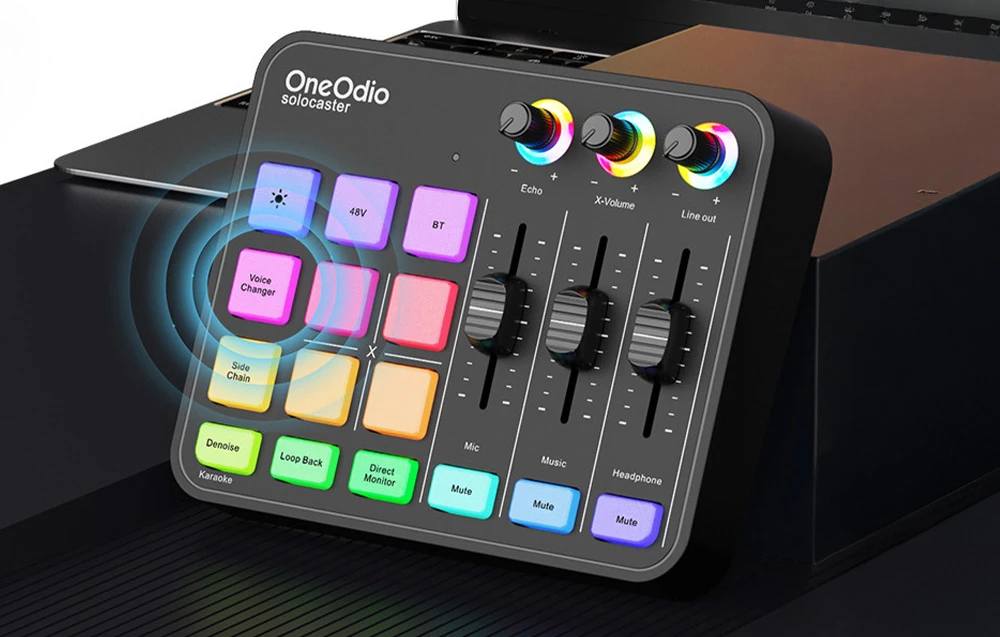 „OneOdio Solocaster“ garso maišytuvas ir garso plokštė aprašymas - Prekės nuotrauka „OneOdio Solocaster“ garso maišytuvas ir garso plokštė aprašymas - Prekės nuotrauka