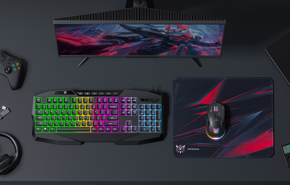 Ausinės Onikuma TZ3006 3-in-1 Gaming Set: Keyboard + Mouse + Mouse Pad aprašymas - Prekės nuotrauka