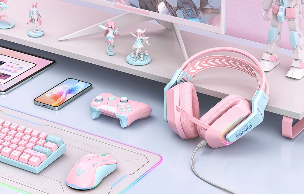 ONIKUMA X13 žaidimams ausinės (pink) aprašymas - Prekės nuotrauka