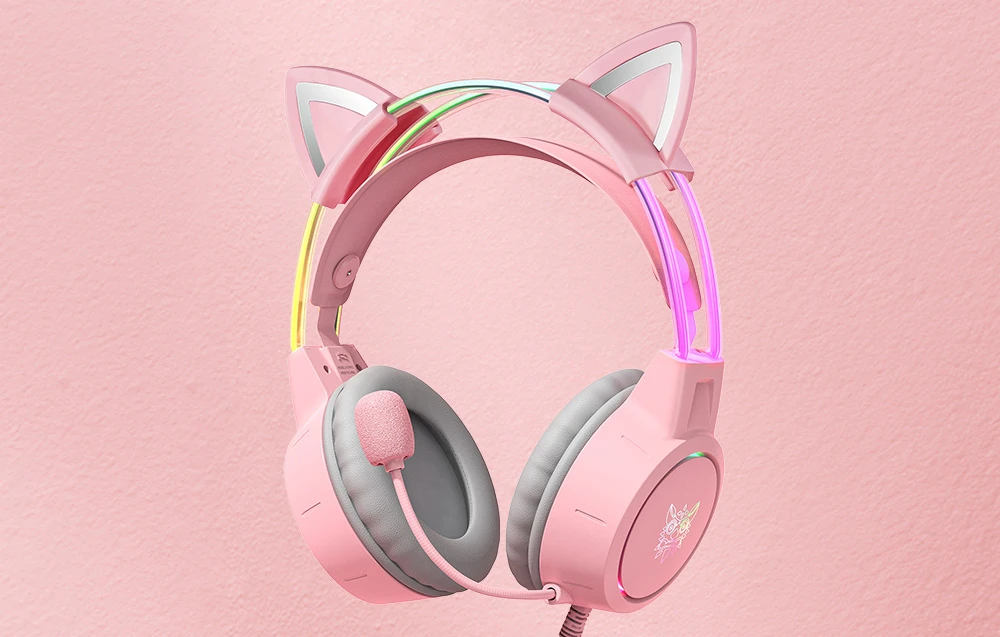 Žaidimų ausinės ONIKUMA X15Pro Rožinė Cat's Ears aprašymas - Prekės nuotrauka