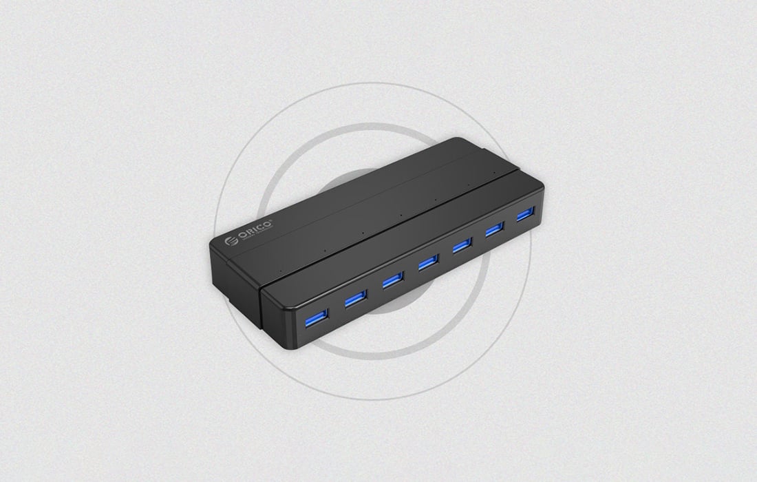 „Orico“ šakotuvas, 7xUSB, 30 colių, juodas
