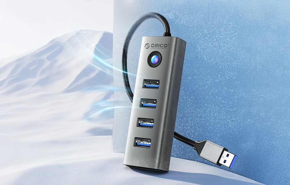 Orico Hub USB-A iki 4xUSB-A 3.0 – pilka aprašymas - Prekės nuotrauka