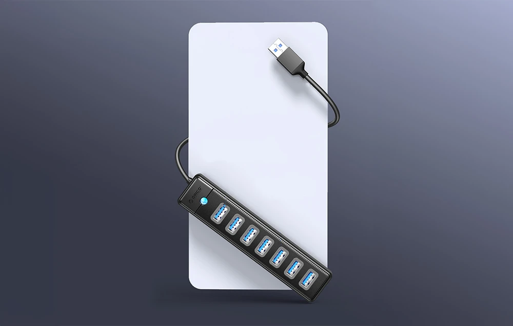 Orico Hub USB-A iki 7xUSB-A 3.0 – juoda aprašymas - Prekės nuotrauka Orico Hub USB-A iki 7xUSB-A 3.0 – juoda aprašymas - Prekės nuotrauka