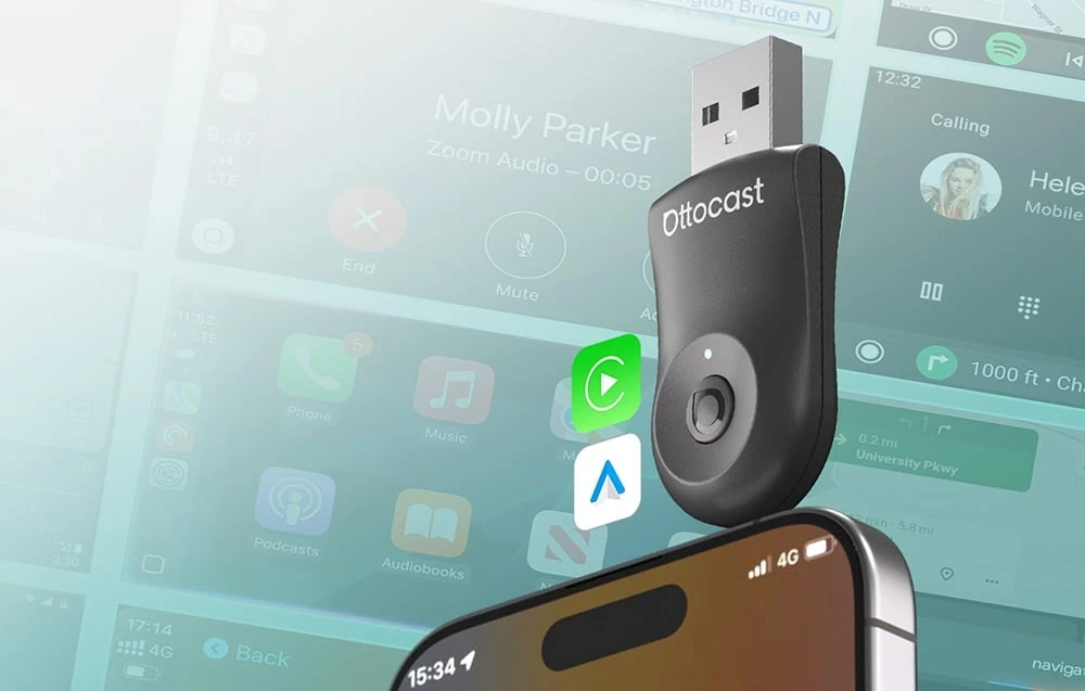 Ottocast CA505-T MINI 2 viename belaidis adapteris aprašymas - Prekės nuotrauka
