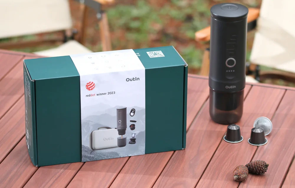 Outin Nano 7500 mAh nešiojamasis kavos virimo aparato rinkinys (pilkas) + apsauginis dėklas aprašymas - Prekės nuotrauka