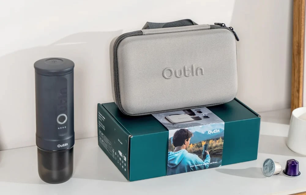 Outin Nano 7500 mAh nešiojamasis kavos virimo aparato rinkinys (pilkas) + apsauginis dėklas aprašymas - Prekės nuotrauka