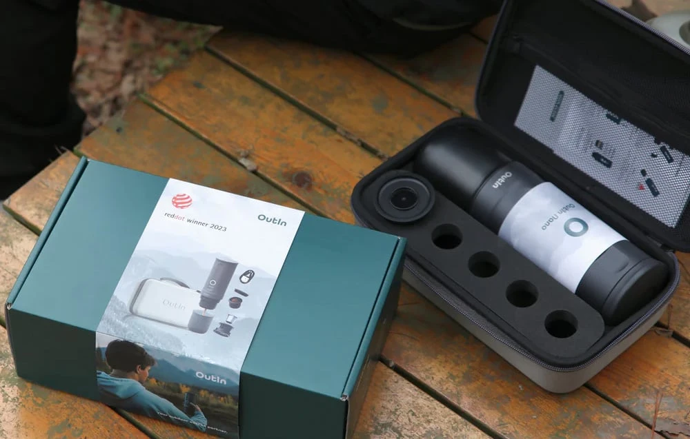 Outin Nano 7500 mAh nešiojamasis kavos virimo aparato rinkinys (pilkas) + apsauginis dėklas aprašymas - Prekės nuotrauka