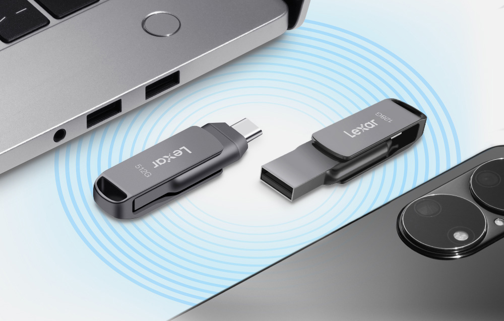 Lexar | 2 viename USB atmintinė, kurios skaitymo greitis siekia 130 MB/s | „JumpDrive Dual Drive D400“ | 64 GB | C ir A tipo USB 3.1 | Pilkas aprašymas - Prekės nuotrauka