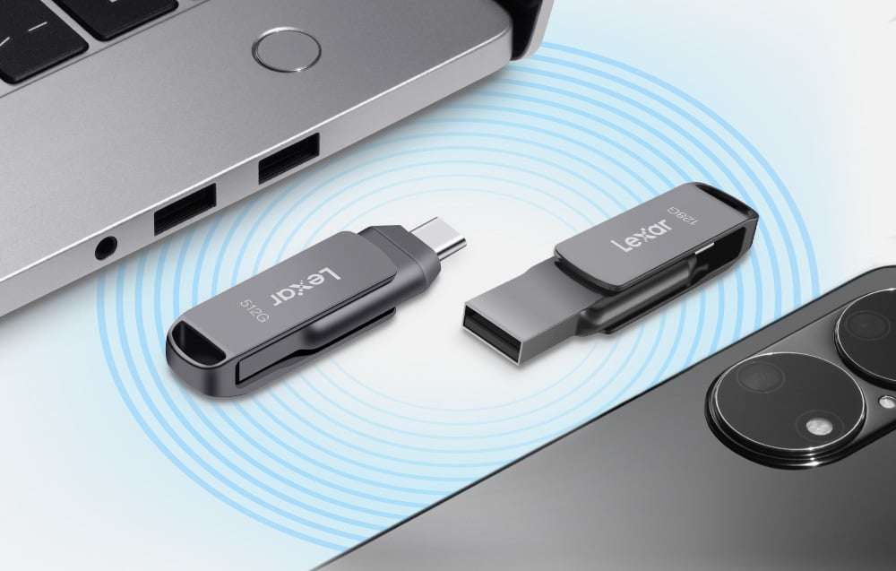 Lexar | 2 viename USB atmintinė, kurios skaitymo greitis siekia 100 MB/s | „JumpDrive Dual Drive D400“ | 32 GB | C ir A tipo USB 3.1 | Pilkas aprašymas - Prekės nuotrauka
