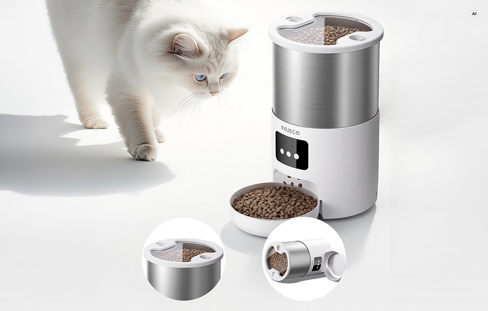 Pet food dispenser Rojeco Smart Pet Feeder 4.5l Stainless Steel aprašymas - Prekės nuotrauka