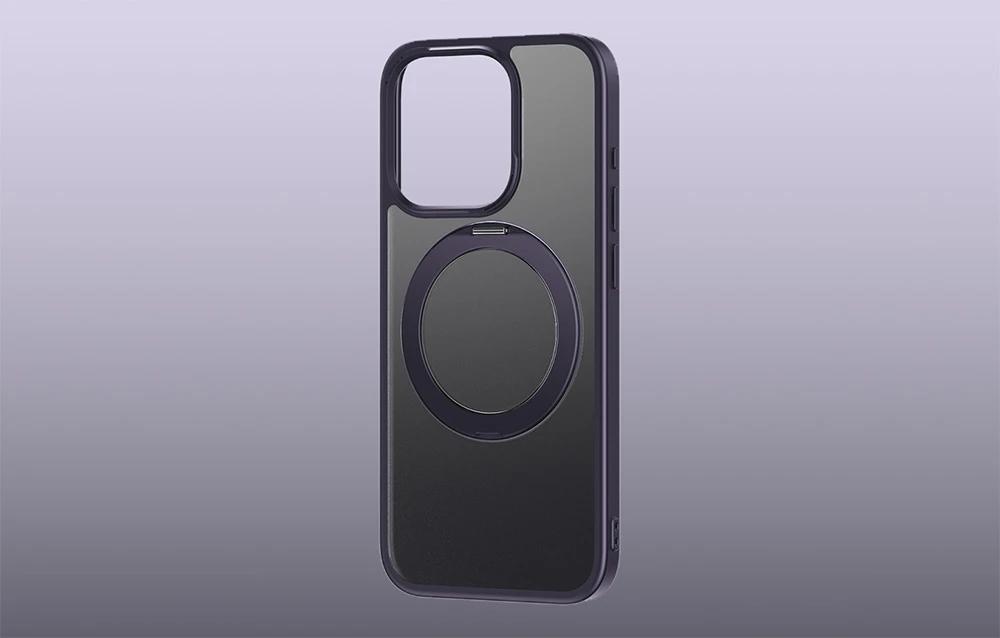 Telefono dėklas su stovu Baseus SkyRing 360°, skirtas iP 14 Pro + grūdintas stiklas ir valymo rinkinys (violetinė) aprašymas - Prekės nuotrauka