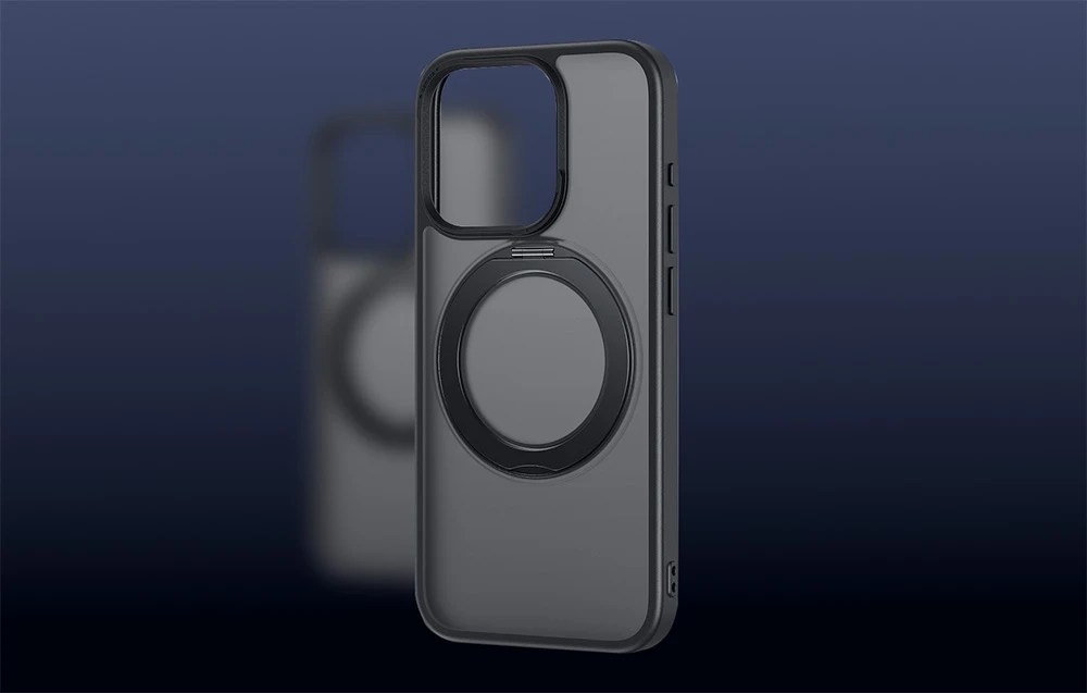 Telefono dėklas su stovu Baseus SkyRing 360°, skirtas iP 15 + grūdintam stiklui ir valymo rinkiniu (juodas) aprašymas - Prekės nuotrauka
