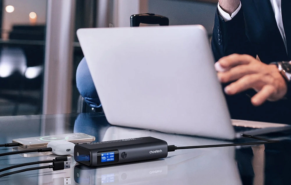 Power Bank Choetech B702 20000mAh PD100W 2C1A (Pilkas) aprašymas - Prekės nuotrauka