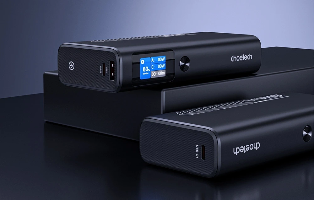 Power Bank Choetech B702 20000mAh PD100W 2C1A (Pilkas) aprašymas - Prekės nuotrauka