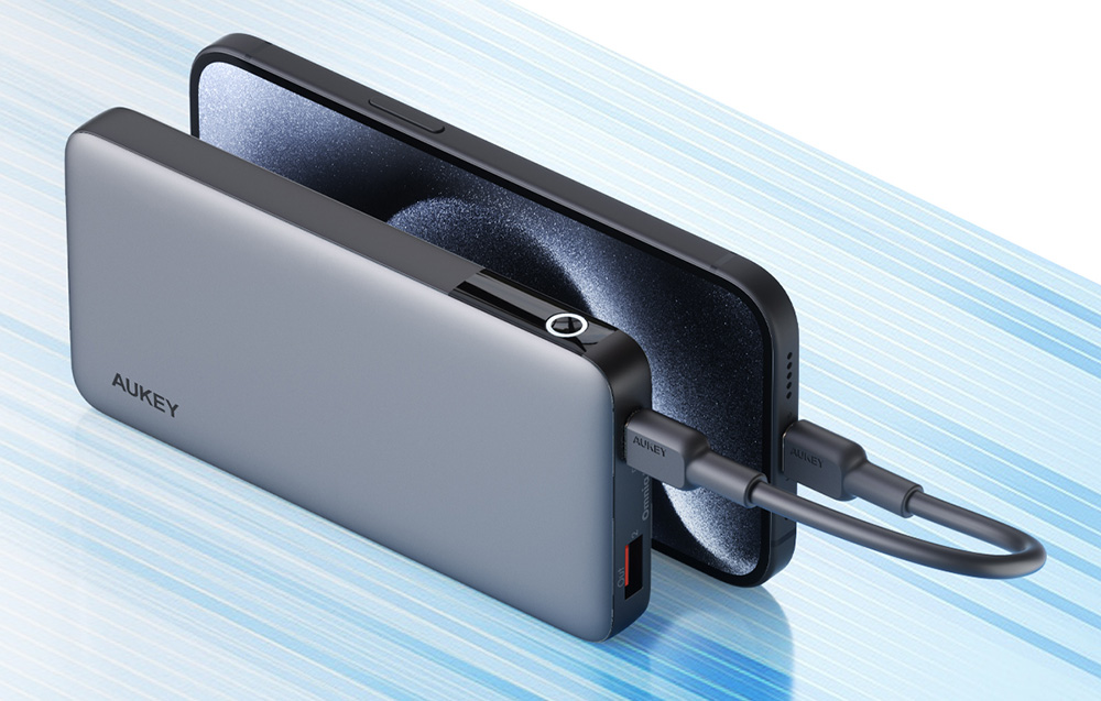Powerbank Aukey PB-Y41, 10 000 mAh, 30 W (pilka) aprašymas - Prekės nuotrauka Powerbank Aukey PB-Y41, 10 000 mAh, 30 W (pilka) aprašymas - Prekės nuotrauka