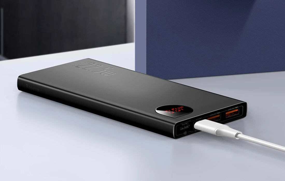 Powerbank Baseus Adaman Metal 10000mAh 2xUSB USB-C Lightning MicroUSB 22.5W – juoda aprašymas - Prekės nuotrauka Powerbank Baseus Adaman Metal 10000mAh 2xUSB USB-C Lightning MicroUSB 22.5W – juoda aprašymas - Prekės nuotrauka