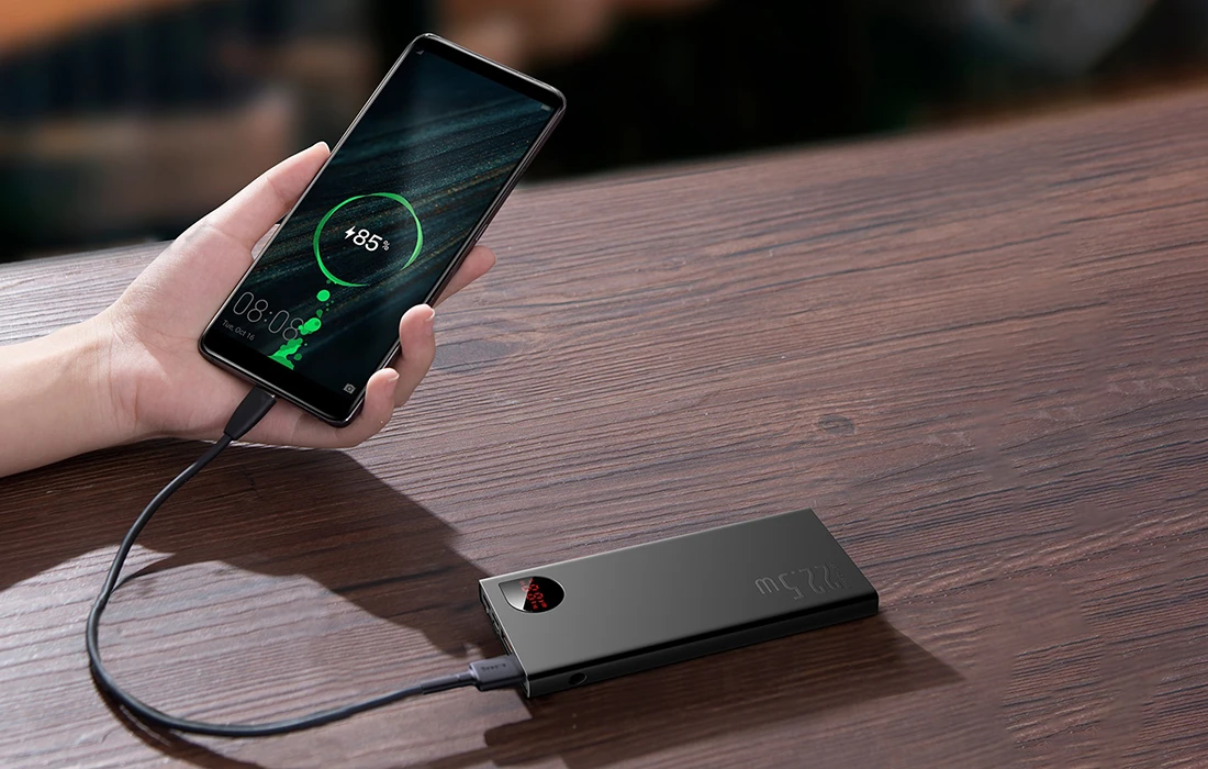 Powerbank Baseus Adaman Metal 10000mAh 2xUSB USB-C Lightning MicroUSB 22.5W – juoda aprašymas - Prekės nuotrauka Powerbank Baseus Adaman Metal 10000mAh 2xUSB USB-C Lightning MicroUSB 22.5W – juoda aprašymas - Prekės nuotrauka