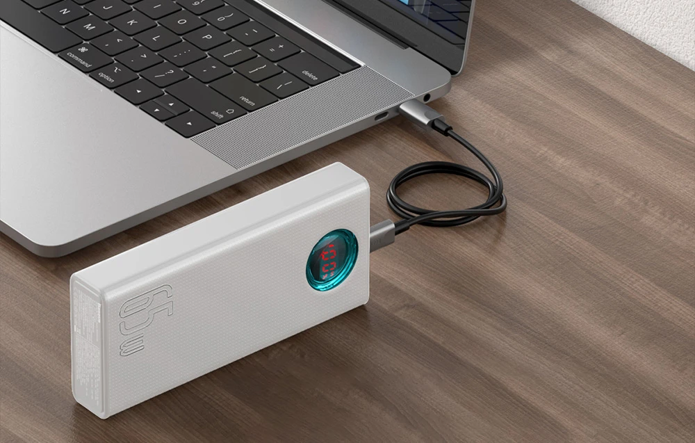 Powerbank Baseus Amblight 30000mAh 4xUSB USB-C 65W - baltas aprašymas - Prekės nuotrauka Powerbank Baseus Amblight 30000mAh 4xUSB USB-C 65W - baltas aprašymas - Prekės nuotrauka
