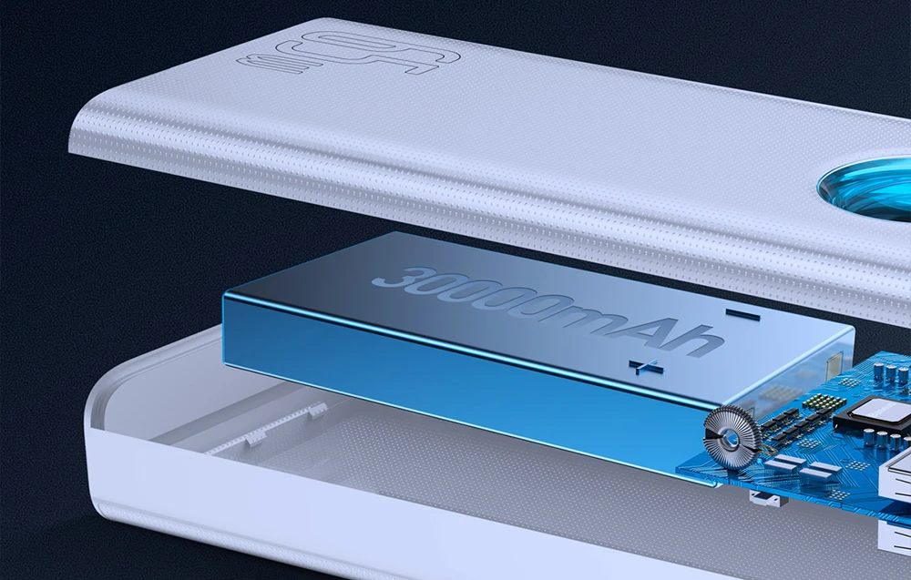 Powerbank Baseus Amblight 30000mAh 4xUSB USB-C 65W - baltas aprašymas - Prekės nuotrauka Powerbank Baseus Amblight 30000mAh 4xUSB USB-C 65W - baltas aprašymas - Prekės nuotrauka