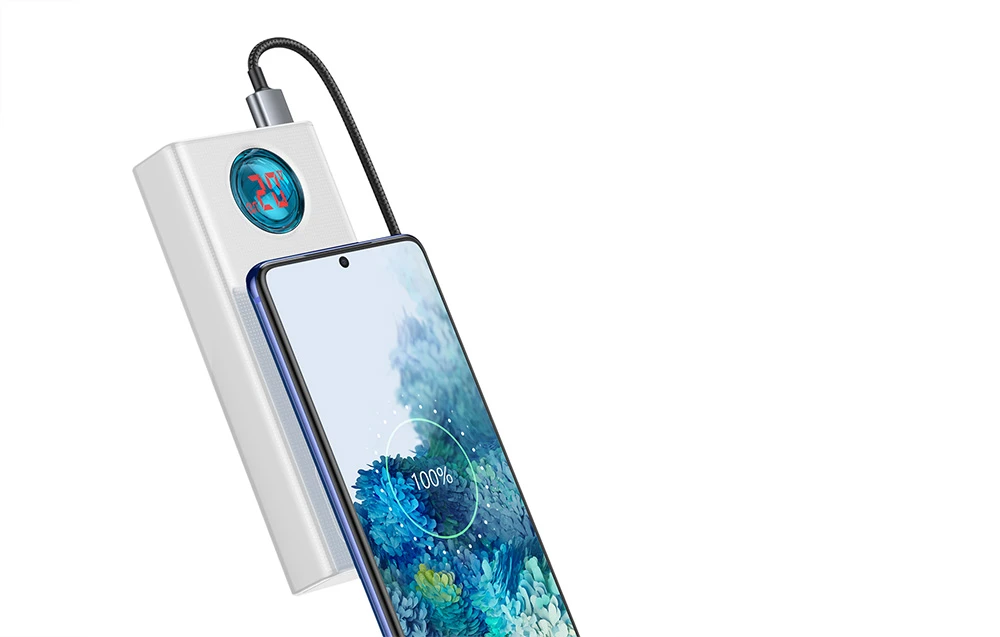 Powerbank Baseus Amblight 30000mAh 4xUSB USB-C 65W - baltas aprašymas - Prekės nuotrauka Powerbank Baseus Amblight 30000mAh 4xUSB USB-C 65W - baltas aprašymas - Prekės nuotrauka