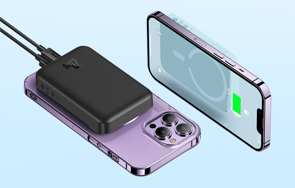 „Baseus Magnetic Mini Powerbank“, 10 000 mAh, 20 W (juoda) aprašymas - Prekės nuotrauka „Baseus Magnetic Mini Powerbank“, 10 000 mAh, 20 W (juoda) aprašymas - Prekės nuotrauka