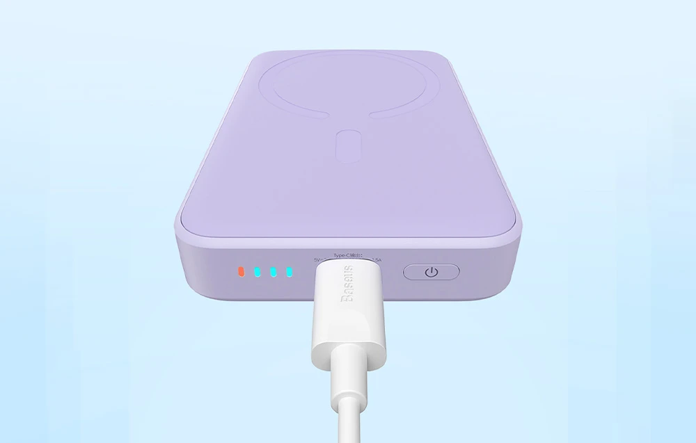 Powerbank Baseus Magnetic Mini 10000mAh 20W MagSafe (violetinė) aprašymas - Prekės nuotrauka Powerbank Baseus Magnetic Mini 10000mAh 20W MagSafe (violetinė) aprašymas - Prekės nuotrauka