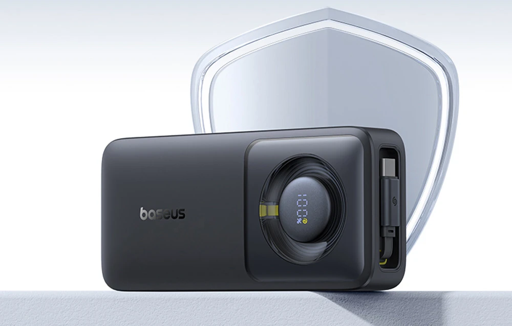 Baseus Free2Pull 10000mAh 30W powerbank su USB-C port and retractable USB-C kabeliu – juodos spalvos aprašymas - Prekės nuotrauka