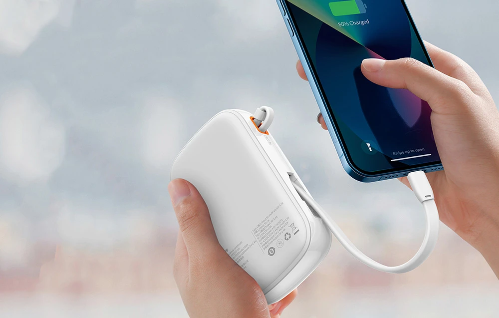 Baseus Qpow PRO Powerbank kabelis, 20000mAh, 20W (balta) aprašymas - Prekės nuotrauka