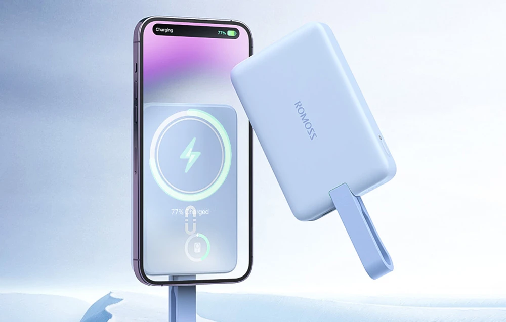 Powerbank Romoss WMS10 10000mAh 20W (mėlynas) aprašymas - Prekės nuotrauka Powerbank Romoss WMS10 10000mAh 20W (mėlynas) aprašymas - Prekės nuotrauka