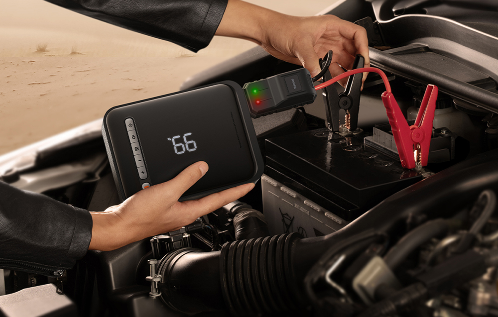 Išorinis akumuliatorius/starteris + kompresorius 2in1 Baseus Super Energy automobilinis Jump Starter, 8000mAh, 1000A USB - juodas aprašymas - Prekės nuotrauka
