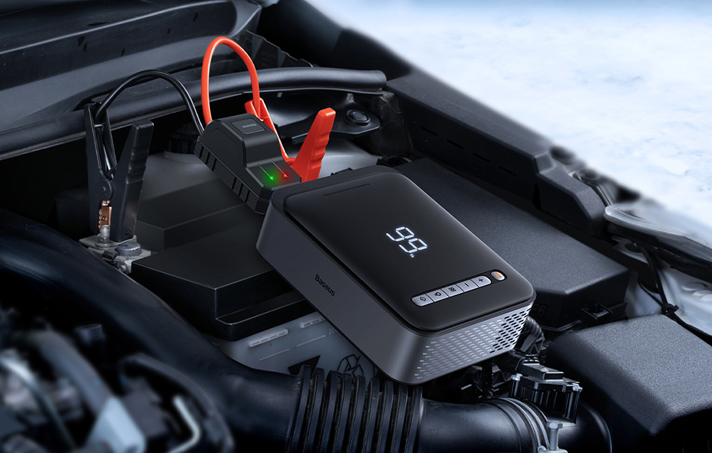 Išorinis akumuliatorius/starteris + kompresorius 2in1 Baseus Super Energy automobilinis Jump Starter, 8000mAh, 1000A USB - juodas aprašymas - Prekės nuotrauka