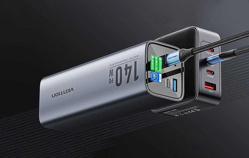 Vention 27000mAh 140W PD 3.1 + USB-C laidas 240W aprašymas - Prekės nuotrauka