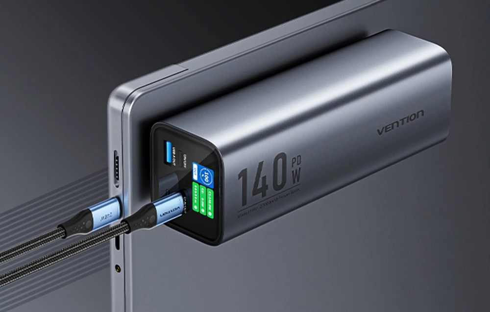 Vention 27000mAh 140W PD 3.1 + USB-C laidas 240W aprašymas - Prekės nuotrauka