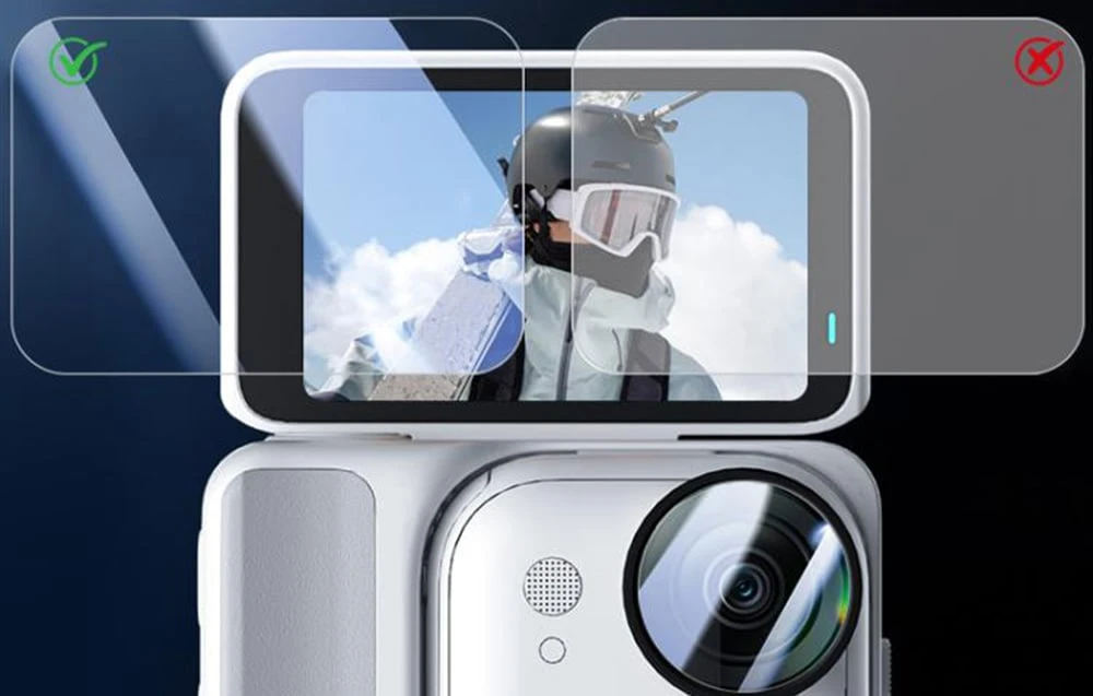 Apsauginis stiklas 2 viename (ekranas + objektyvas) PULUZ, skirtas „Insta360 GO Ultra“ (skaidrus) aprašymas - Prekės nuotrauka Apsauginis stiklas 2 viename (ekranas + objektyvas) PULUZ, skirtas „Insta360 GO Ultra“ (skaidrus) aprašymas - Prekės nuotrauka