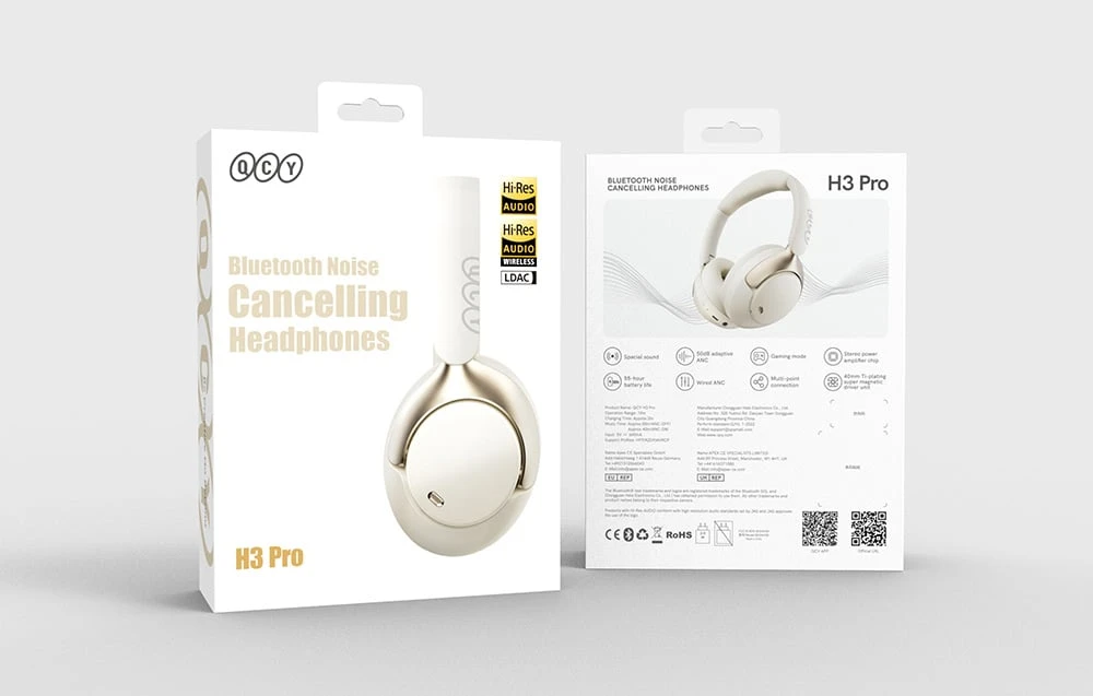 QCY H3 Pro Ausinės (Baltas) aprašymas - Prekės nuotrauka QCY H3 Pro Ausinės (Baltas) aprašymas - Prekės nuotrauka