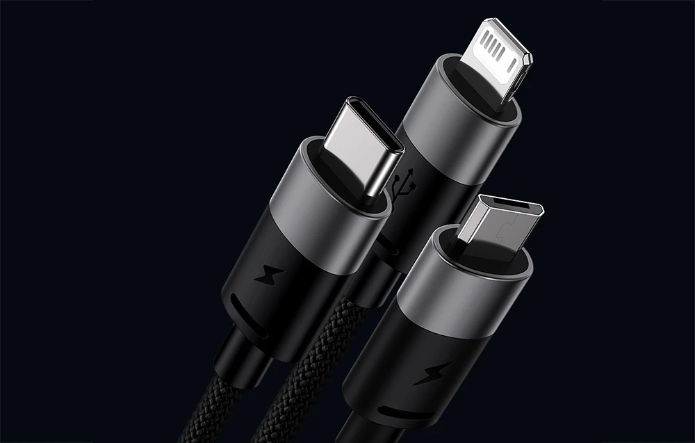 Greitas įkrovimas USB - M+L+C Baseus StarSpeed 3.5A 0.6m - Juodas aprašymas - Prekės nuotrauka