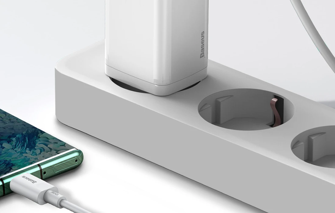 Baseus Sieninis įkroviklis GaN2 Lite 65W USB + USB-C QC4+ PD3.0 SCP FCP AFC, baltas aprašymas - Prekės nuotrauka Baseus Sieninis įkroviklis GaN2 Lite 65W USB + USB-C QC4+ PD3.0 SCP FCP AFC, baltas aprašymas - Prekės nuotrauka