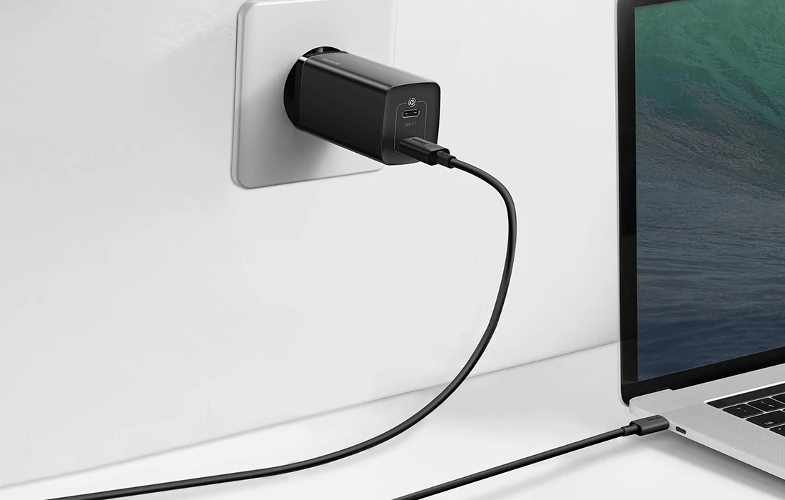 Baseus GaN2 Lite greitas kelioninis įkroviklis USB + C 65W EU - Juodas aprašymas - Prekės nuotrauka