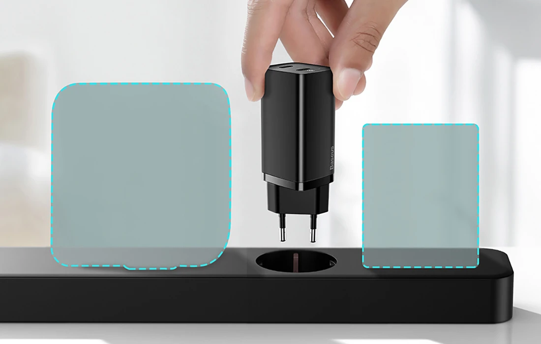 Baseus GaN2 Lite greitas kelioninis įkroviklis USB + C 65W EU - Juodas aprašymas - Prekės nuotrauka
