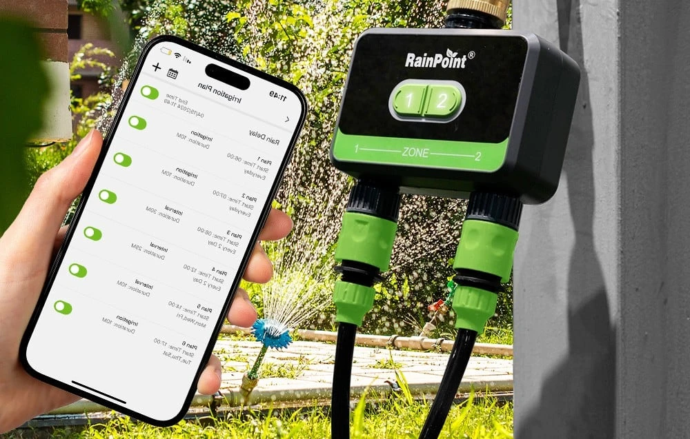 „RainPoint“ 2 zonų laistymo valdiklis su programėle aprašymas - Prekės nuotrauka „RainPoint“ 2 zonų laistymo valdiklis su programėle aprašymas - Prekės nuotrauka
