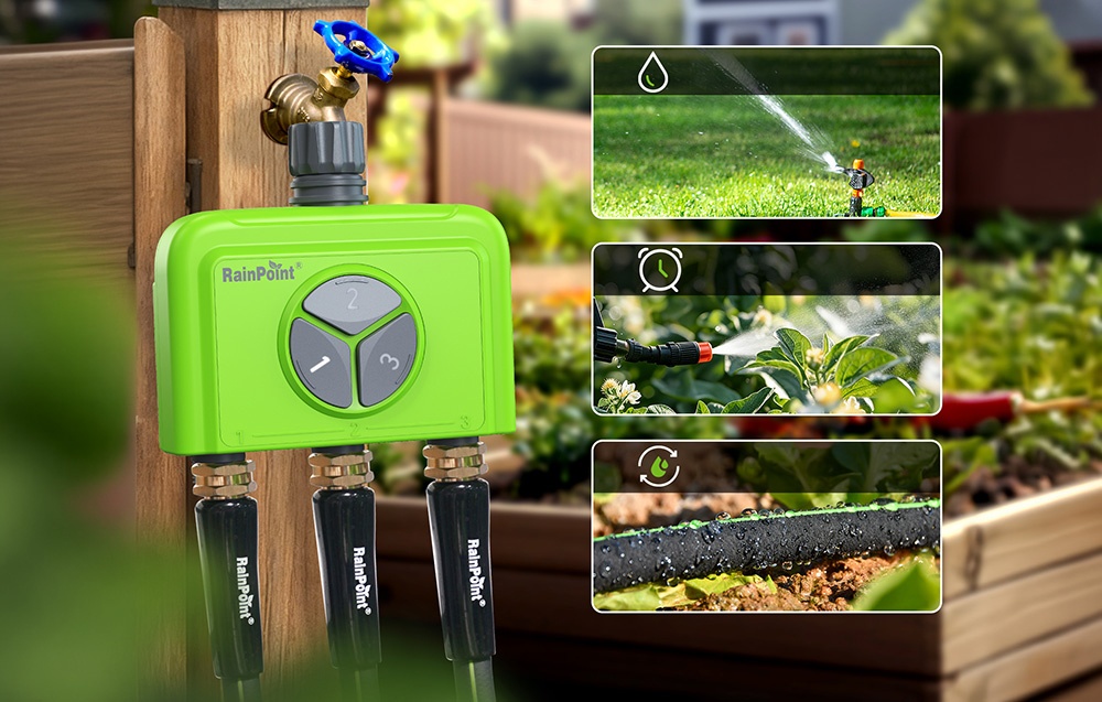 RainPoint 3-Zone WiFi Irrigation Controller aprašymas - Prekės nuotrauka
