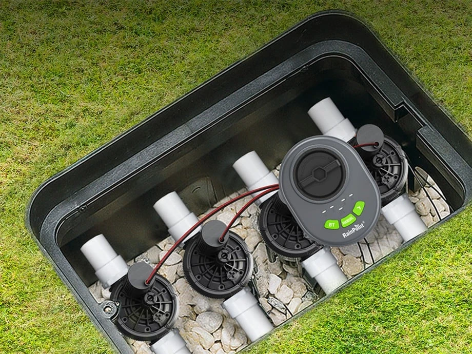 „RainPoint“ 4 zonų laistymo sistemos valdiklis su programėle ir „Bluetooth“ ryšiu aprašymas - Prekės nuotrauka „RainPoint“ 4 zonų laistymo sistemos valdiklis su programėle ir „Bluetooth“ ryšiu aprašymas - Prekės nuotrauka