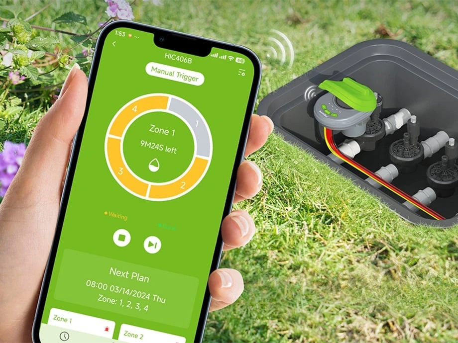 „RainPoint“ 4 zonų laistymo sistemos valdiklis su programėle ir „Bluetooth“ ryšiu aprašymas - Prekės nuotrauka „RainPoint“ 4 zonų laistymo sistemos valdiklis su programėle ir „Bluetooth“ ryšiu aprašymas - Prekės nuotrauka